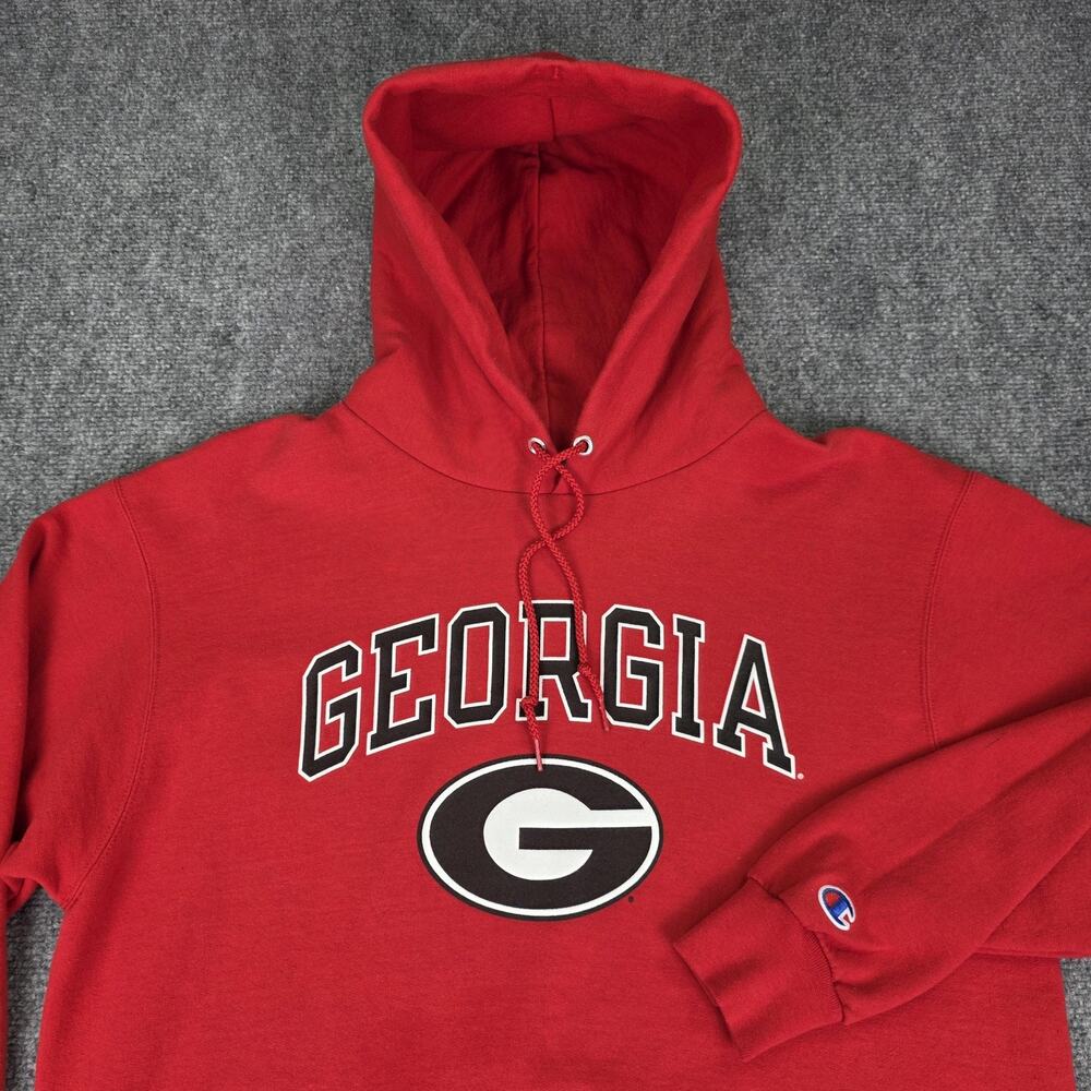Georgia Bulldogs Hoodie Mens Large Red NCAA Football Champion Sweatshirt Fleece